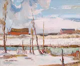 Hal Ross Perrigard, Bare Trees - By the Tomifobia, oil on wood board
