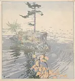 Flying Island #25/100 by Walter J. Phillips, 1923, colour wood block on paper, sold Nov 2006