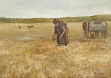 Untitled - Threshing Oats by Allen Sapp, acrylic on canvas, sold Nov 2006