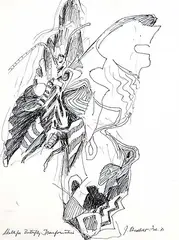 Jack Shadbolt, Sketch for Butterfly Transformations, 1981, ink on paper
