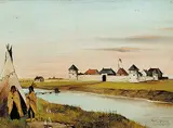 Lionel MacDonald Stephenson, Fort Garry [Winnipeg], oil on paper board
