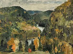 York Wilson, The Gatineau, Near Wakefield, Que, oil on paper board