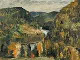 York Wilson, The Gatineau, Near Wakefield, Que, oil on paper board