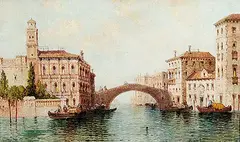 Antoine Bouvard, Untitled - Canal Scene in Venice, oil on canvas