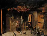 Peder Nielsen Foss, Untitled - Feeding the Chickens, 1872, oil on canvas
