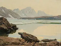 Albert Meindl, Bergsee, oil on canvas