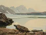 Albert Meindl, Bergsee, oil on canvas