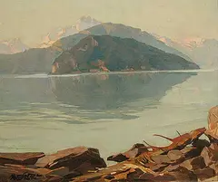 Albert Meindl, Still Ruht Der See, oil on canvas
