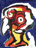 Untitled - The Philosphers #50/100 by Karel Appel, 1977, embossed colour relief print on paper, sold Nov 2006