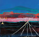 Jane Ash Poitras, Midnight Poles, 1998, acrylic on panel