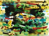 William Ronald, Untitled - Abstract in Green and Black, 1981, watercolour on paper