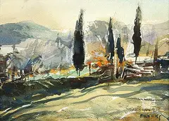 Frank Leonard Brooks, Untitled - Summer Landscape, watercolour on paper