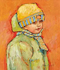 Joseane Brunelle, Braving the Canadian Winter, oil on canvas