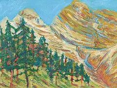 Laurel J.V. Cormack, Sheep River Country, 1994, mixed media on hard board