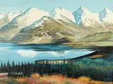 Sanford Fisher, Untitled - Mountain Lake, oil on canvas board
