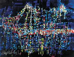 George Bruce Head, Untitled - Abstract in Blue, Green and Red, 1997, mixed media on paper
