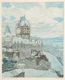 Nicholas Hornyansky, Quebec from the Citadel, colour etching on paper