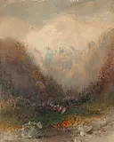 Otto Reinhold Jacobi, Untitled - Rocky Mountain View, watercolour on paper