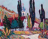Nedjo Jovanetic, Greenwood Church, acrylic on wood board