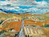 Scott Kelly, Moody Foothills, oil on wood board