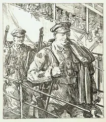 Arthur Lismer, Home Again [Landing at Pier 2, Halifax], 1918, lithograph on paper