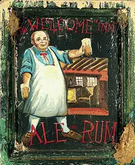 Joseph Douglas Purcell, The Welcome Inn - Ale and Rum, mixed media on board