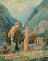 Stuart Clifford Shaw, The Shingle Maker, oil on hard board