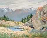 Stuart Clifford Shaw, Untitled - Mountain Stream, oil on canvas board