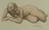 Frederick Bourchier Taylor, Untitled - Nude Study, 1976, conte and wash on paper