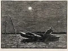 Rodolphe Duguay, La levee des filets [Raising the Nets] #ep.art., 1934, wood block on paper