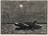 Rodolphe Duguay, La levee des filets [Raising the Nets] #ep.art., 1934, wood block on paper