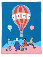Ted Harrison, Ballooning #133/200, 1993, colour silksceen on paper