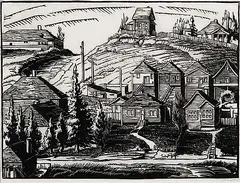 Margaret Shelton, Bankview, 1941, lino block on paper