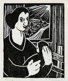 Theme #4/50 by John Harold Thomas Snow, lino block on paper, sold Jun 2006
