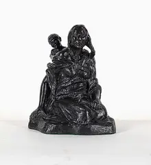 Charlie A. Beil, Untitled - Seated Mother and Papoose, bronze sculpture