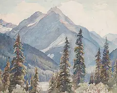 Frederick Henry Brigden, Untitled - Summer Day in the Mountains, watercolour on paper