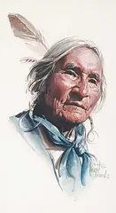 Harley W. Brown, 'Powderface' Stoney, gouache on paper