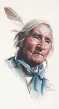 Harley W. Brown, 'Powderface' Stoney, gouache on paper