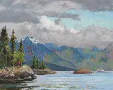 Horace Champagne, Untitled - Coastal Shoreline with Ferry