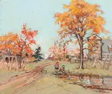 Berthe des Clayes, Autumn on the Farm, pastel on paper
