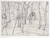 Lionel LeMoine FitzGerald, Trees and Houses, Winter #11/25, 1931, etching on paper