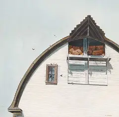 Leonard James Gibbs, Hayloft, watercolour on paper board