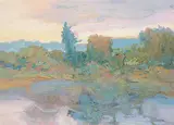 Wang Kui, Sunset Reflections, gouache on paper