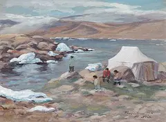 Anna T Noeh, Pangnirtung, 1970, watercolour and gouache on paper