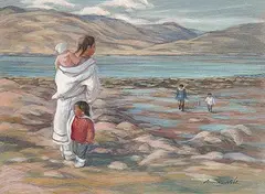 Anna T Noeh, Untitled - Returning with the Catch, Baffin Island, watercolour and coloured pencil on paper