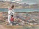 Anna T Noeh, Untitled - Returning with the Catch, Baffin Island, watercolour and coloured pencil on paper