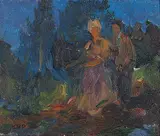 Hal Ross Perrigard, Strolling By, 1925, oil on wood board