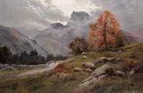 Alfred Fontville de Breanski, Langdale Pikes, oil on canvas