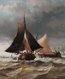 Richard Beavis, A Dutch Eel Schuyt Turning Before the Wind, 1870, oil on canvas