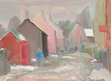 Untitled - Street Scene by Ronald Ossory Dunlop, oil on canvas, sold Apr 2006